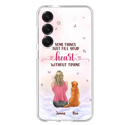 Custom Personalized Dog Mom Phone Case - Upto 5 Dogs - Gift Idea For Dog Lovers - Some Things Just Fill Your Heart Without Trying - Case for iPhone/Samsung