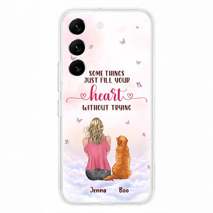 Custom Personalized Dog Mom Phone Case - Upto 5 Dogs - Gift Idea For Dog Lovers - Some Things Just Fill Your Heart Without Trying - Case for iPhone/Samsung