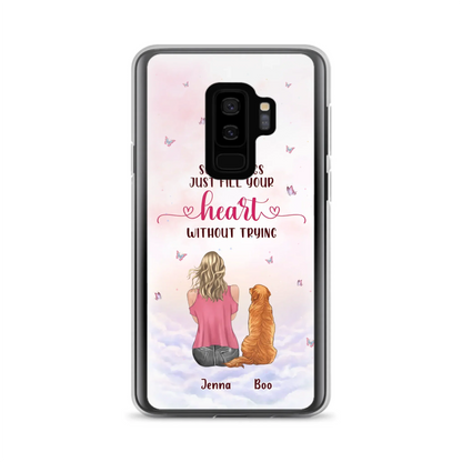 Custom Personalized Dog Mom Phone Case - Upto 5 Dogs - Gift Idea For Dog Lovers - Some Things Just Fill Your Heart Without Trying - Case for iPhone/Samsung