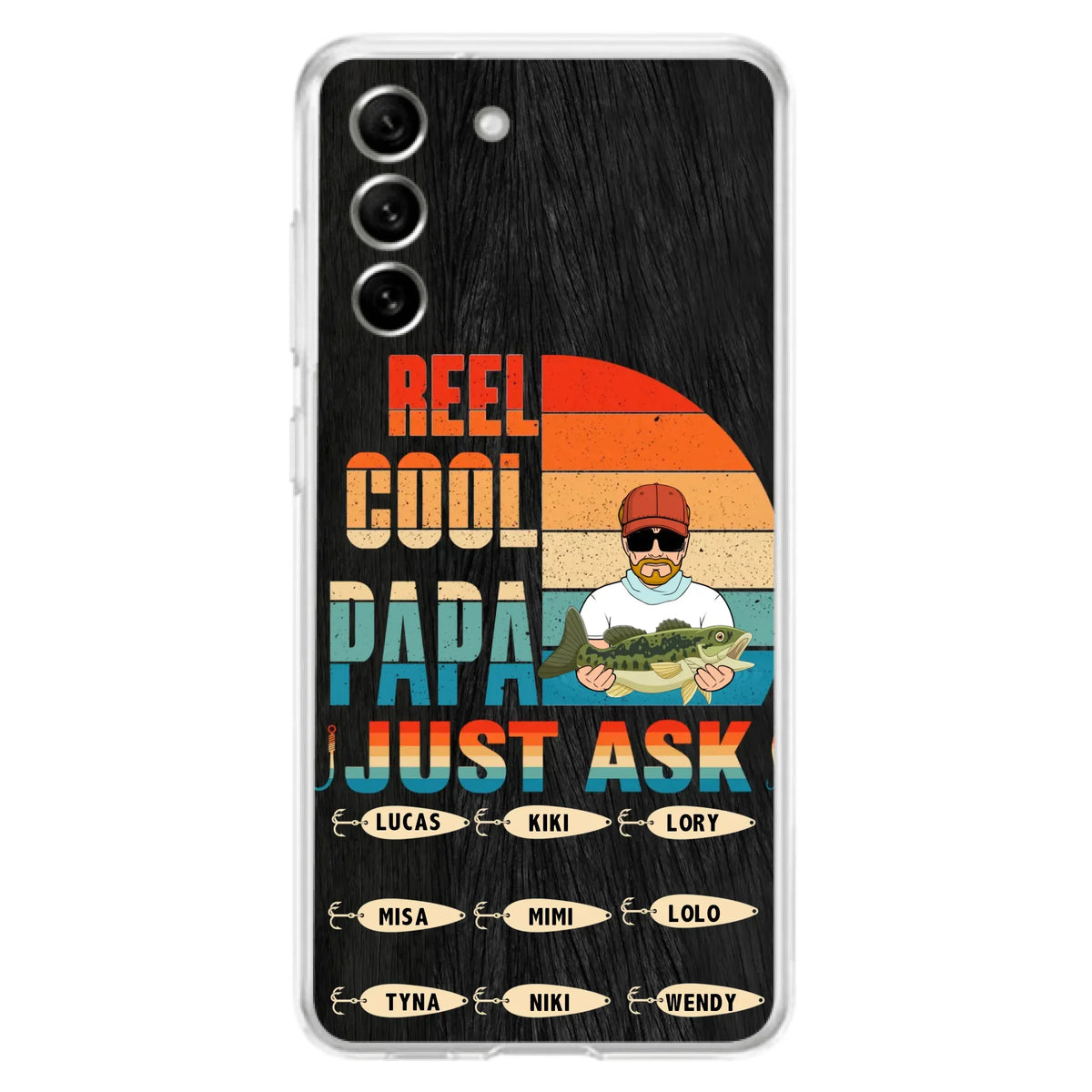 Custom Personalized Reel Cool Dad Phone Case - Gift Idea For Father's Day/Grandpa/Fishing Lovers - Upto 9 Kids - Reel Cool Papa Just Ask - Cases For iPhone/Samsung