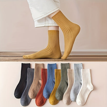 10-Pack: Soft Comfortable Tube Socks – Solid Colors, All-Season