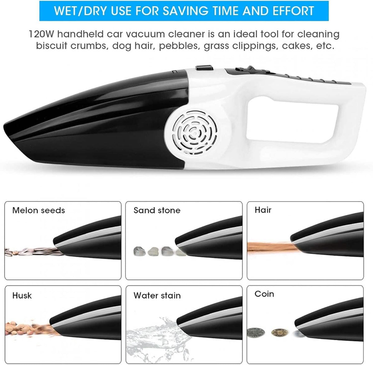 High-Power Car Vacuum Cleaner | Wet & Dry, Mini & Portable