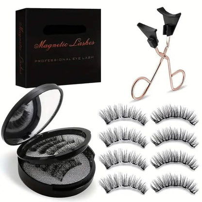 8-Pairs: Reusable Magnetic Dual 3D False Eyelashes Kit
