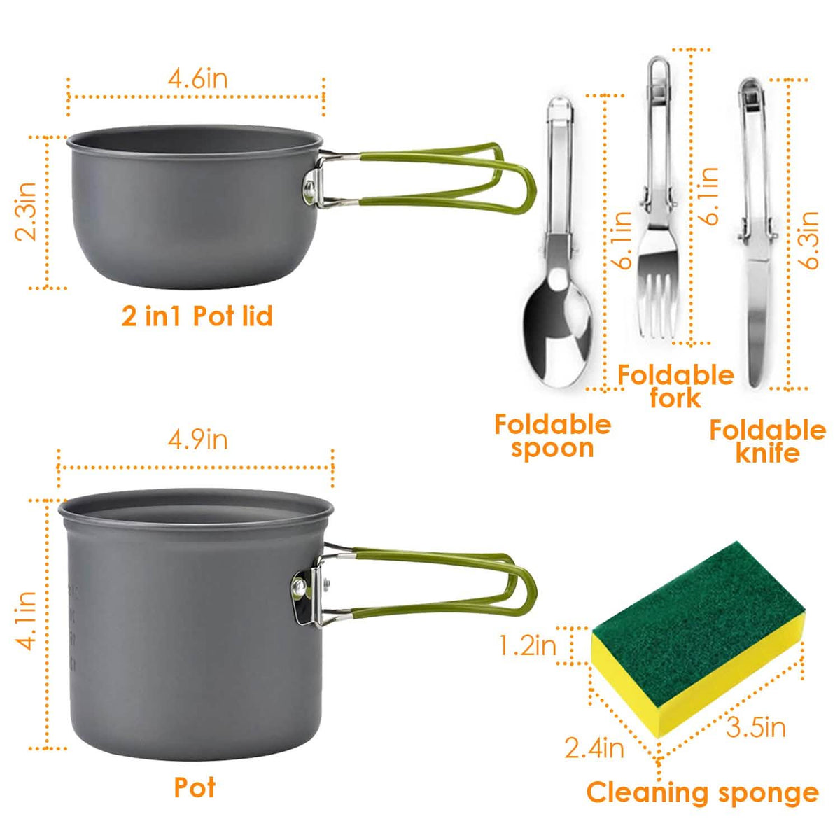 8-Piece: Camping Cooking Ware Set
