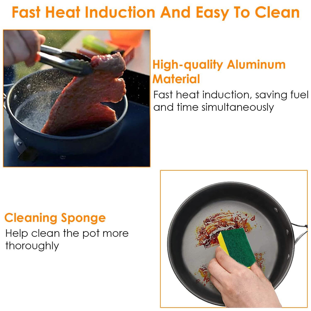 8-Piece: Camping Cooking Ware Set