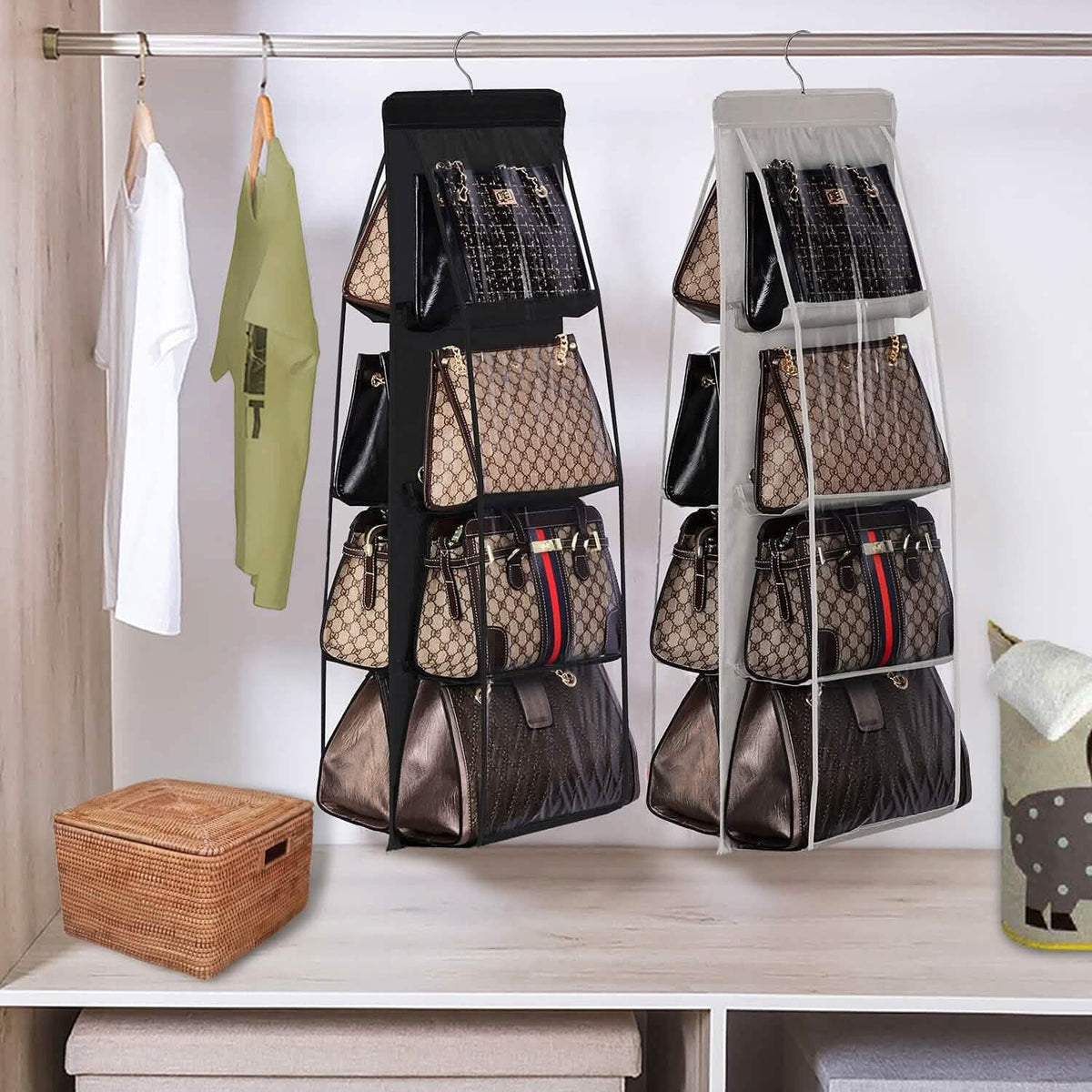 8 Pocket Hanging Purse Organizer Handbag Storage Hanger