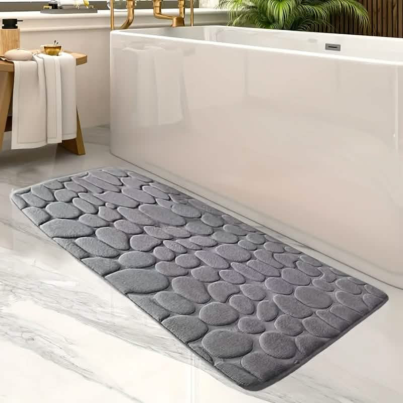 Ultra-Soft Memory Foam Bath Mat – Non-Slip, Absorbent (Gray Hexagon)