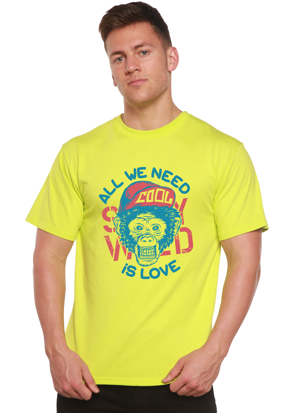 All We Need is Love Men's Bamboo Viscose/Organic Cotton Short Sleeve Graphic T-Shirt
