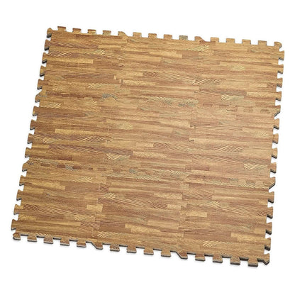9-Piece Set: HemingWeigh Printed Wood Grain Interlocking Foam Floor Puzzle Mats