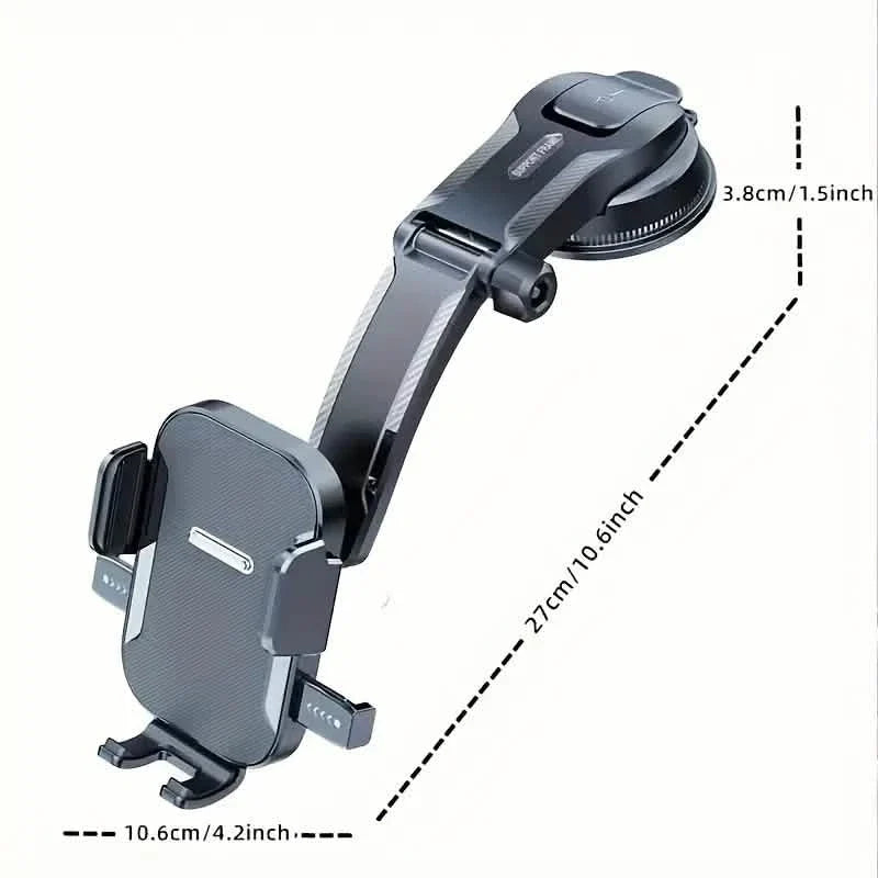 Adjustable Car Phone Holder – Suction Cup Dashboard Mount, Anti-Slip Grip, iPhone & Android