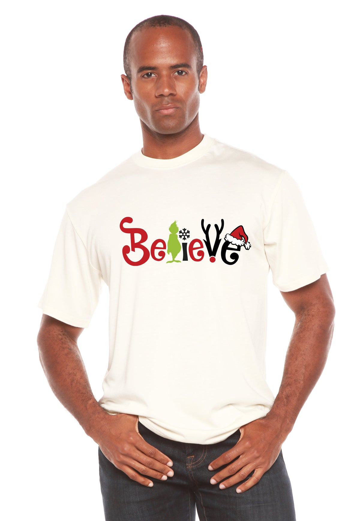 Believe Christmas Printed Men's Bamboo T-Shirt