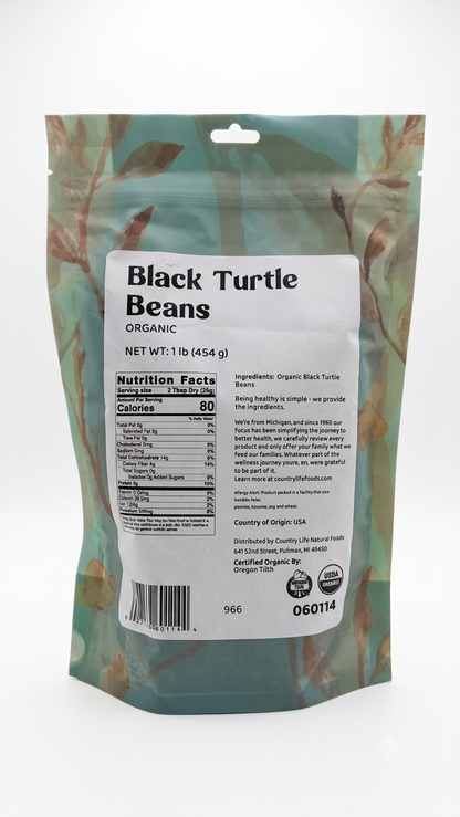 Black Turtle Beans, Organic - (REDUCED PRICE! - Contains splits 1# and 5# only)