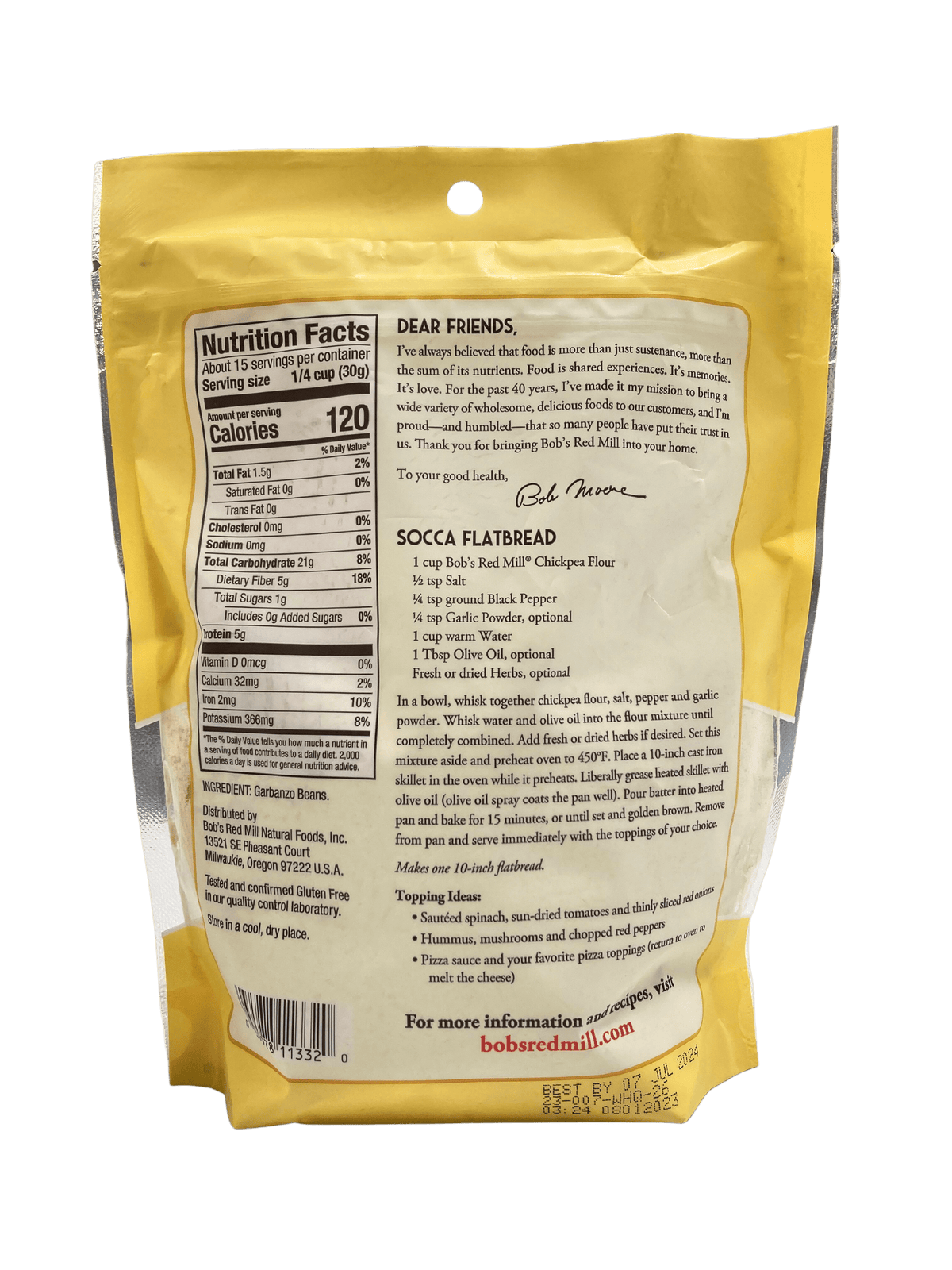 Chickpea (Garbanzo Bean) Flour, Gluten-Free, Bob's Red Mill