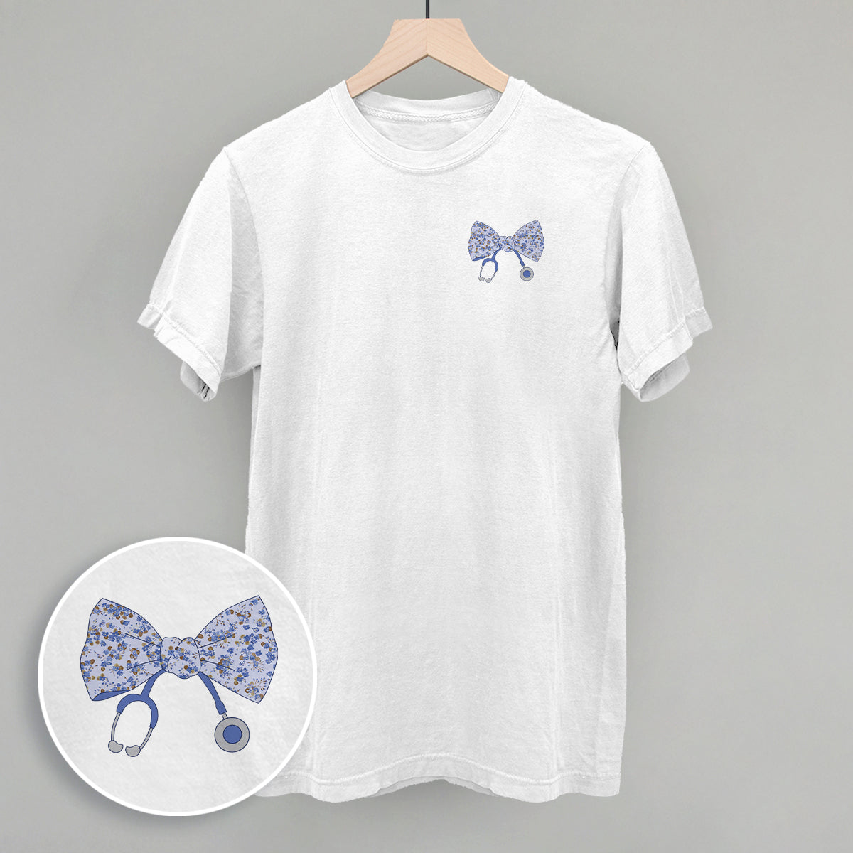 Stethoscope Floral Bow (Left Chest)