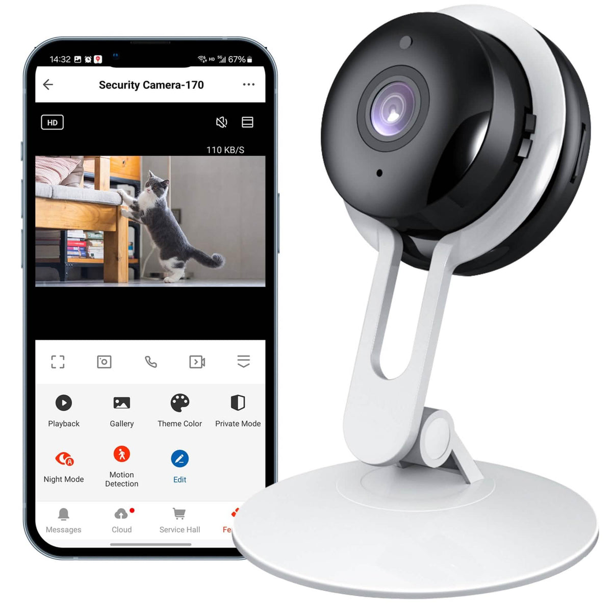 3MP Wireless Smart AI Home Security Camera – Two-Way Audio, Motion Detection, Night Vision