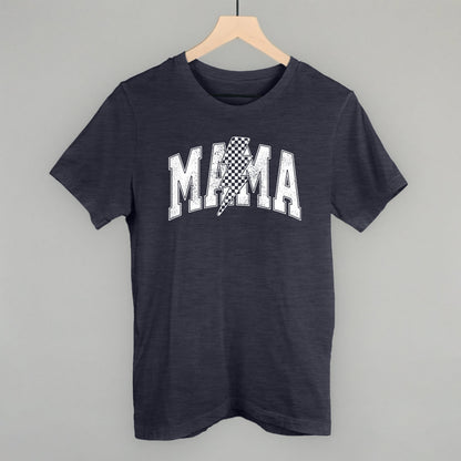 Mama Checkered Lightning Bolt Distressed