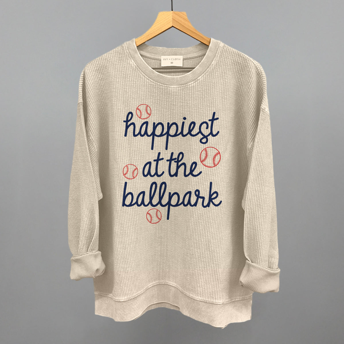 Happiest At The Ballpark Navy Script