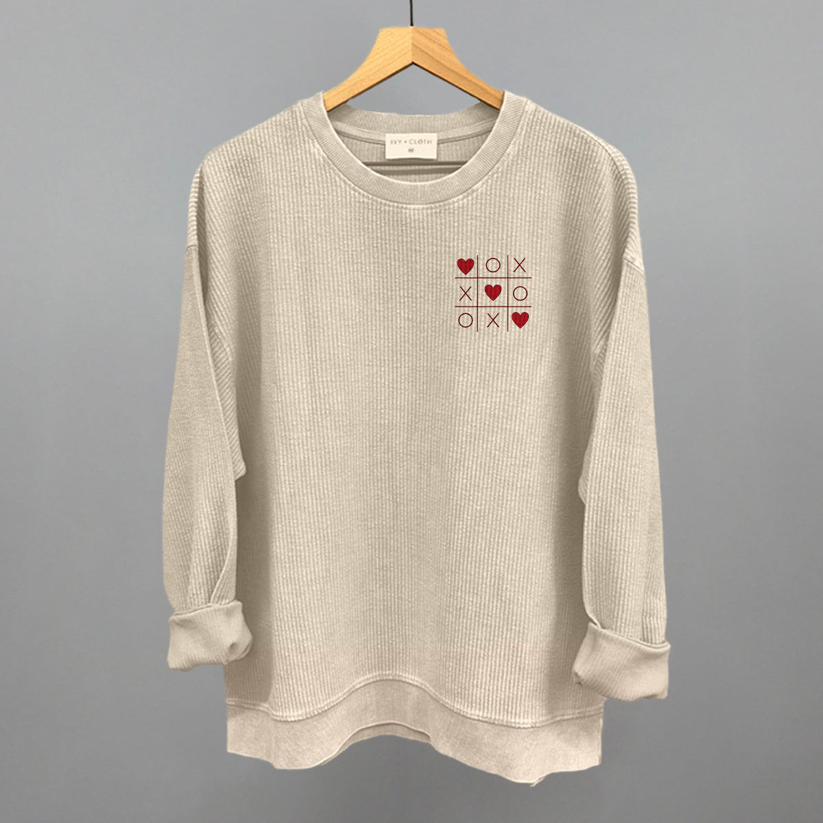 Tic Tac Toe Red Hearts (Left Chest)