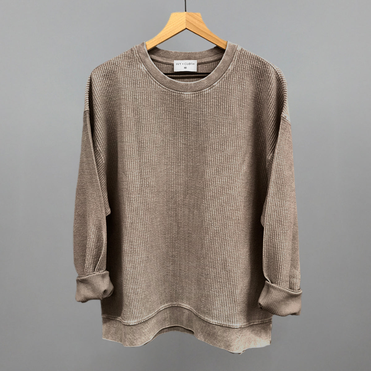 Pine Bark Oversized Corded Crew
