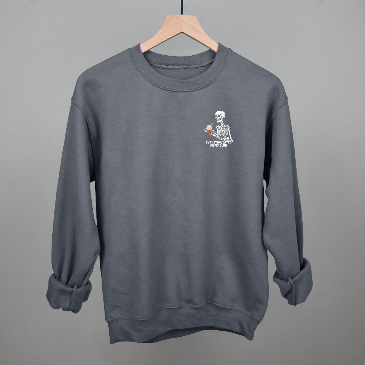 Overstimulated Moms Club (Skeleton + Coffee) (Left Chest)
