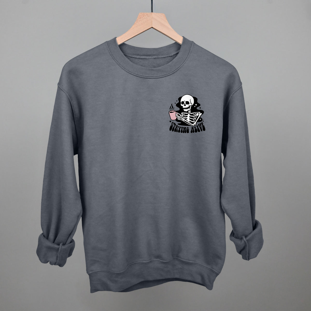 Staying Alive Coffee Skeleton (Left Chest)