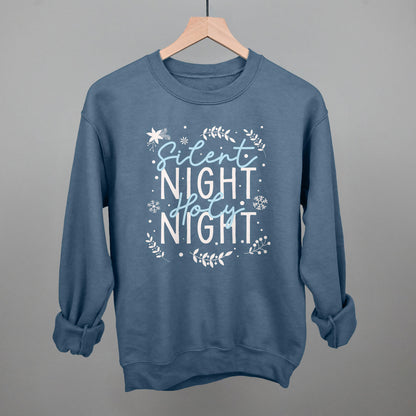Silent Night Holy Night Blue & White Doodles