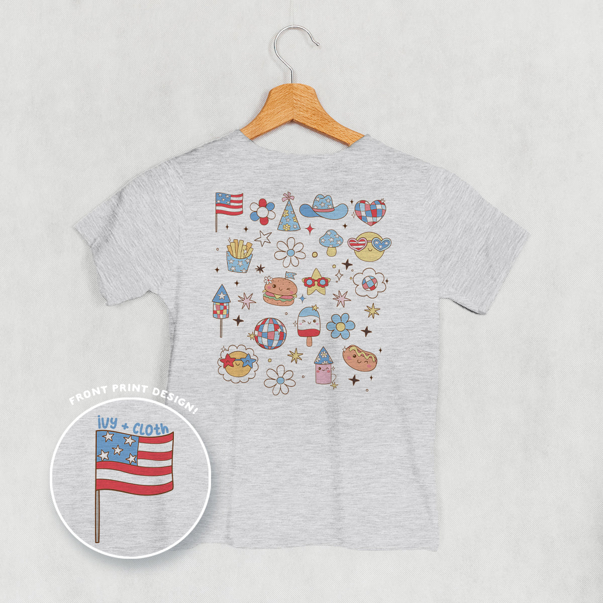 Patriotic Retro Doodles (Kids Back Print)