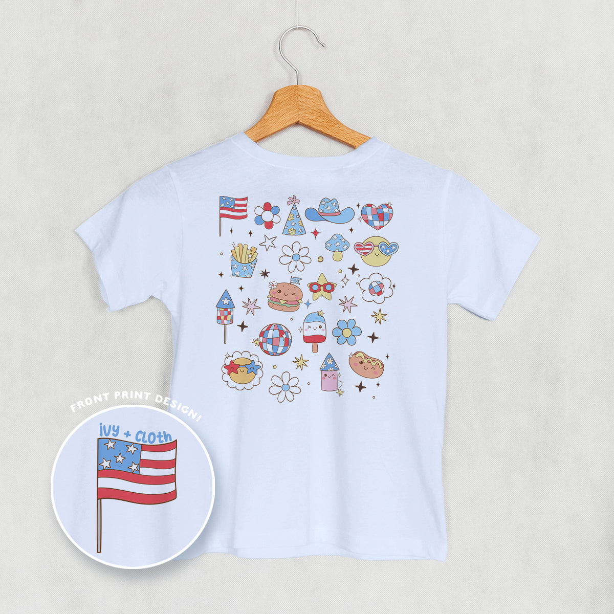 Patriotic Retro Doodles (Kids Back Print)