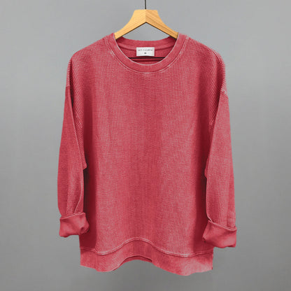 Red Oversized Corded Crew