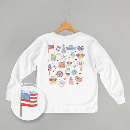 Patriotic Retro Doodles (Kids Back Print)