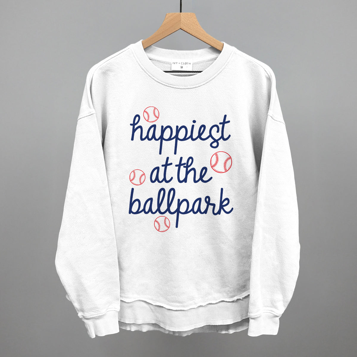 Happiest At The Ballpark Navy Script