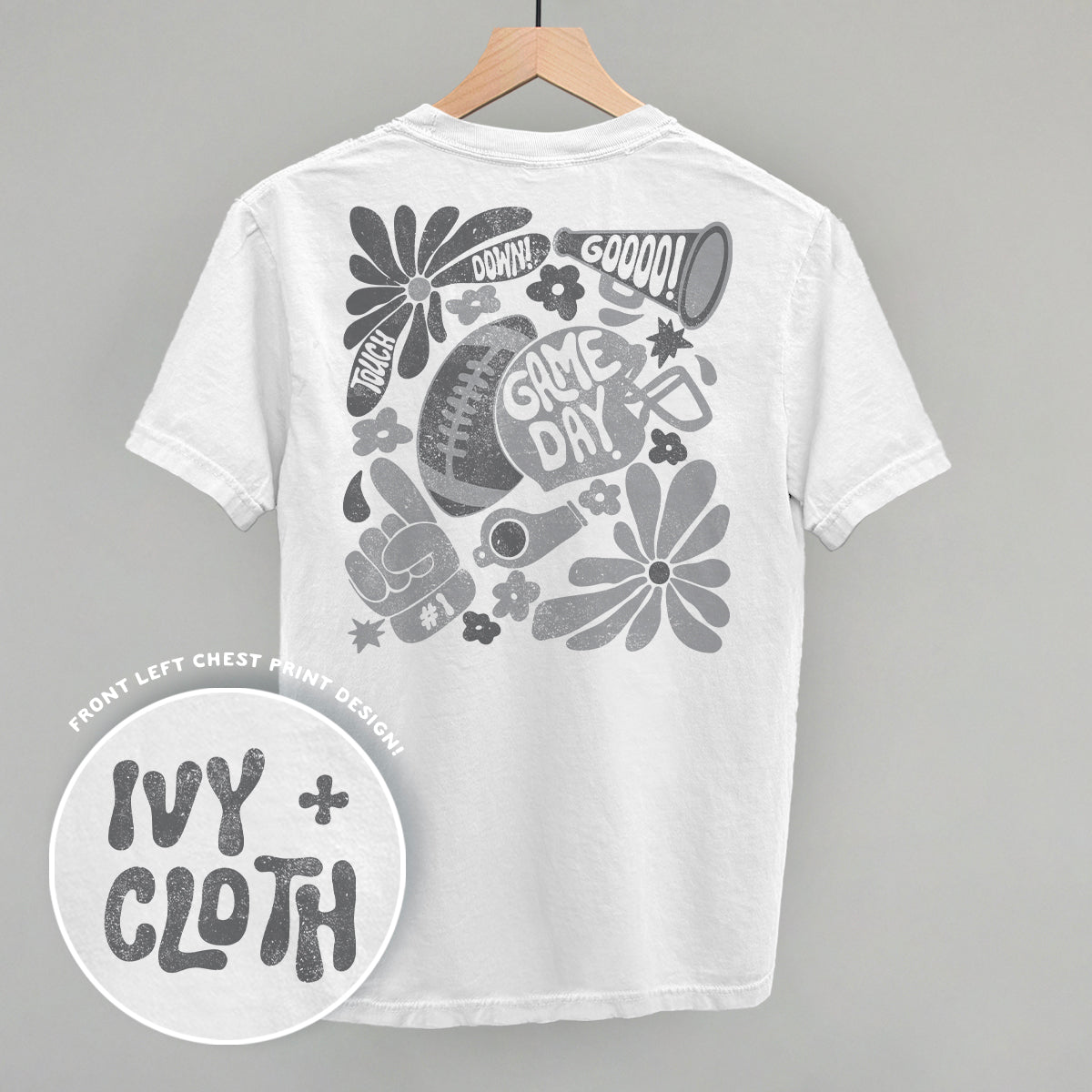 Floral Game Day White/Grey (Back Print)