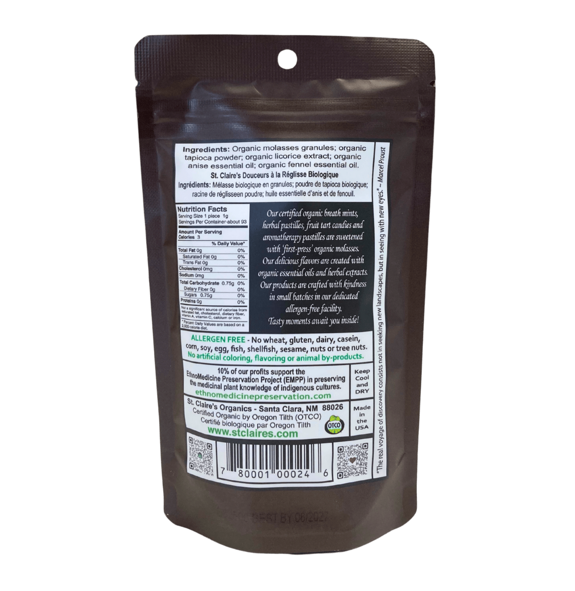 Licorice Pastilles, Organic, 3 oz