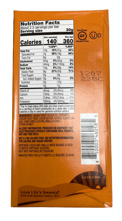 Chocolate Bars, Dark, Stevia Sweetened, Lily's