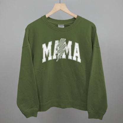 Mama Checkered Lightning Bolt Distressed
