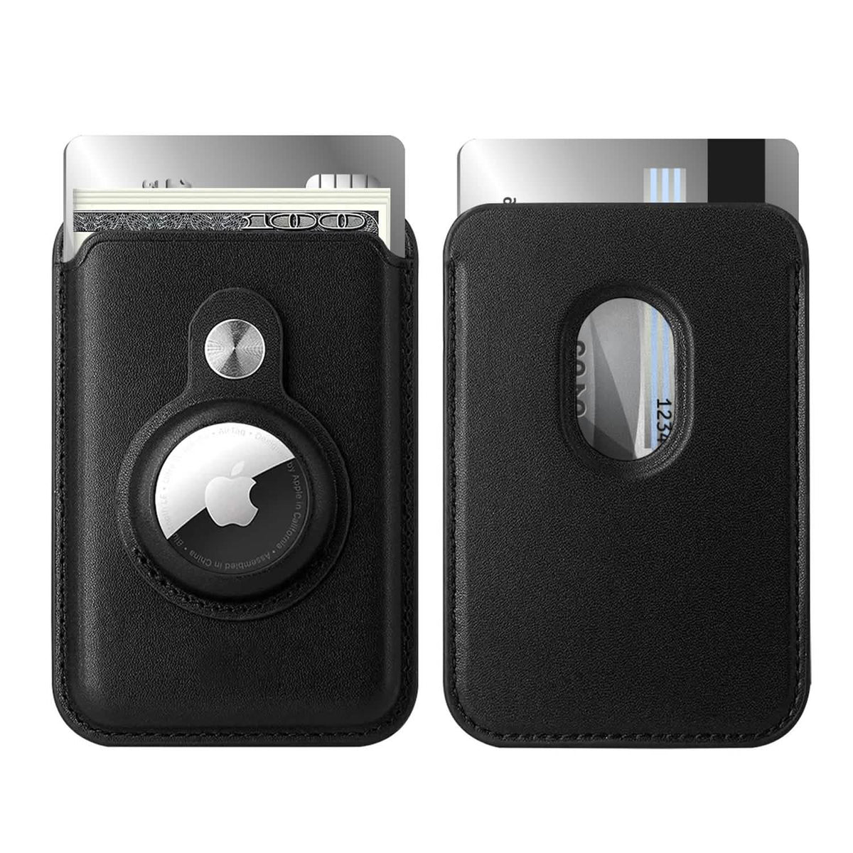 RFID Blocking Snap-On MagSafe Magnetic Card Wallet Holder Organizer With Built-In AirTag Pocket