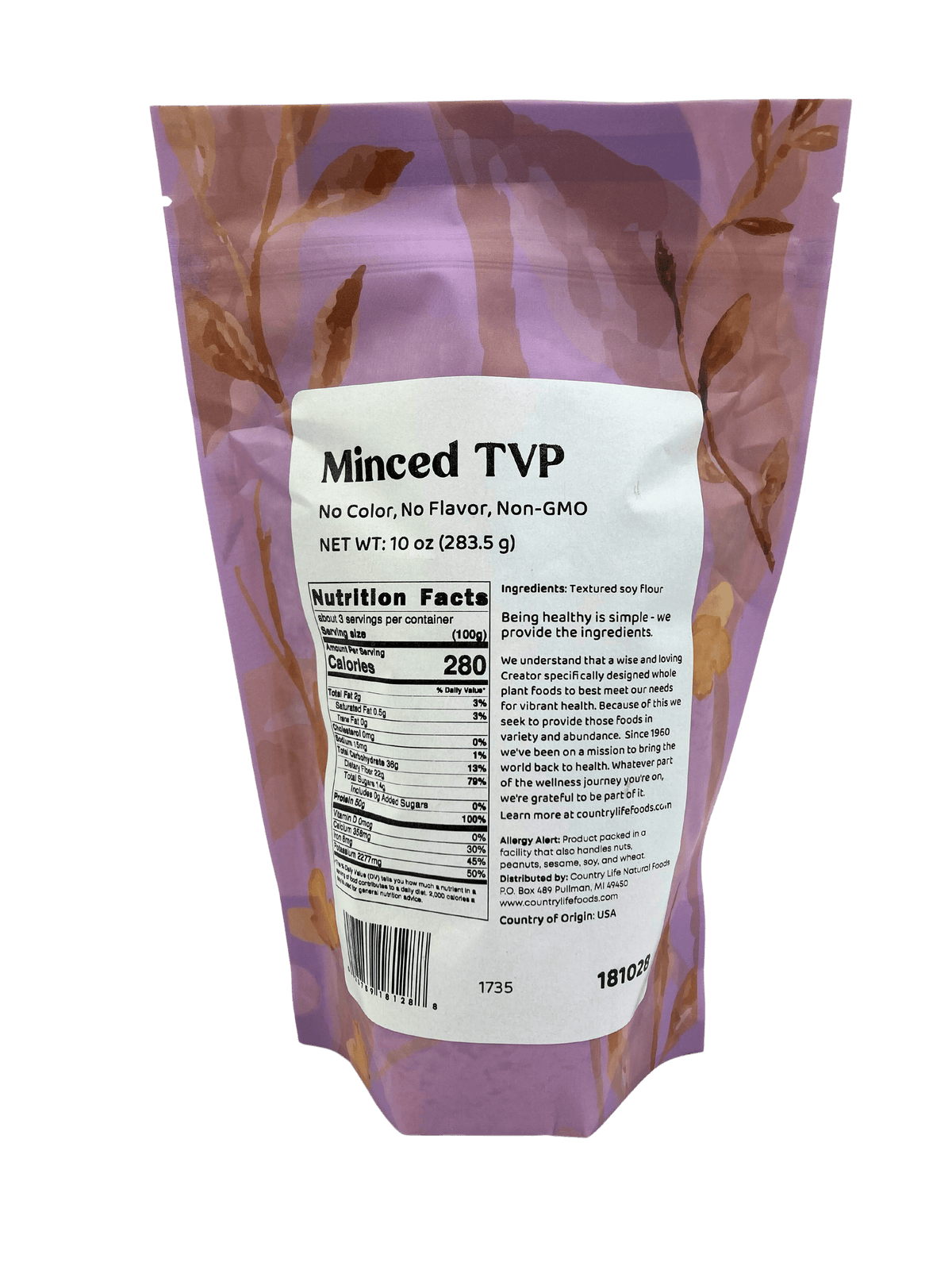 TVP Minced 1/4", No Added Color or Flavor, Non-GMO