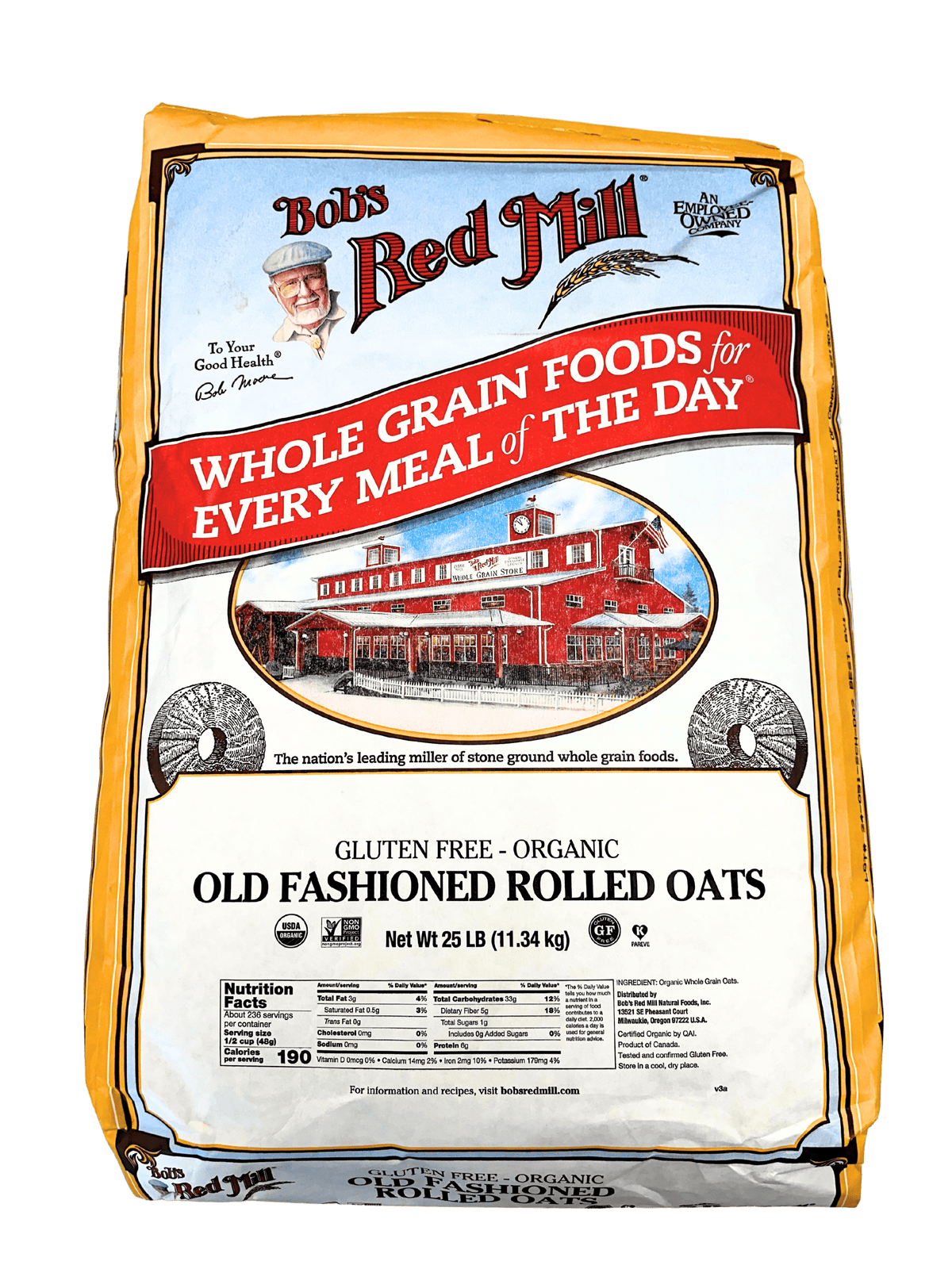 Oats, Regular Rolled, Gluten-Free, Organic, Bob's Red Mill