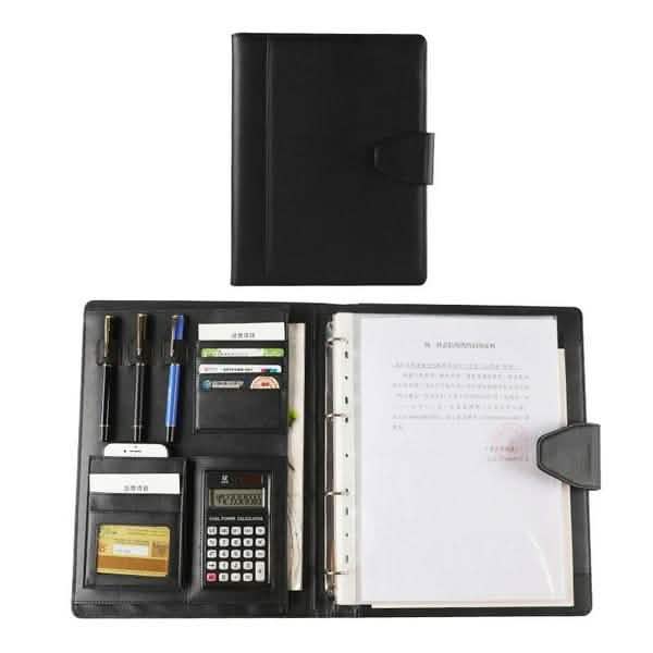 A4 Conference Folder Soft Leather Portfolio Organiser with Calculator
