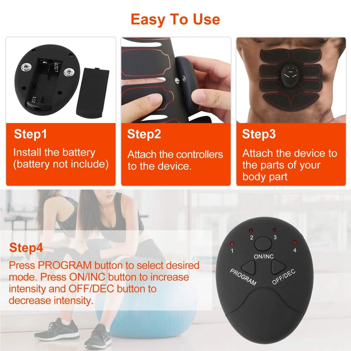 Abs Stimulator Muscle Toner EMS with 6 Modes