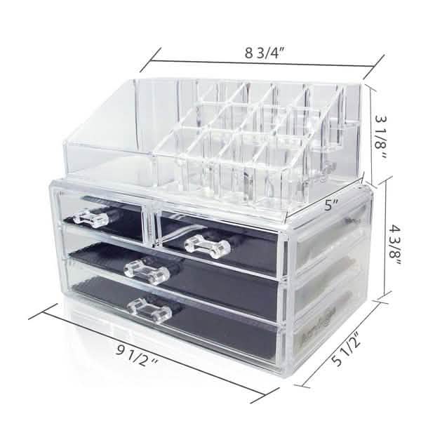 2-Pack: Acrylic Makeup Organizer Cosmetic Jewelry Display Box