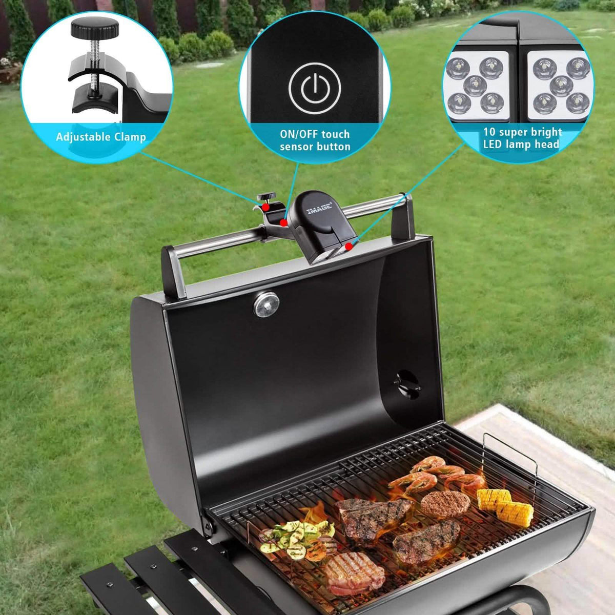 Adjustable Super Bright BBQ Grill Lights 360 Degree Rotation Cooking Camping