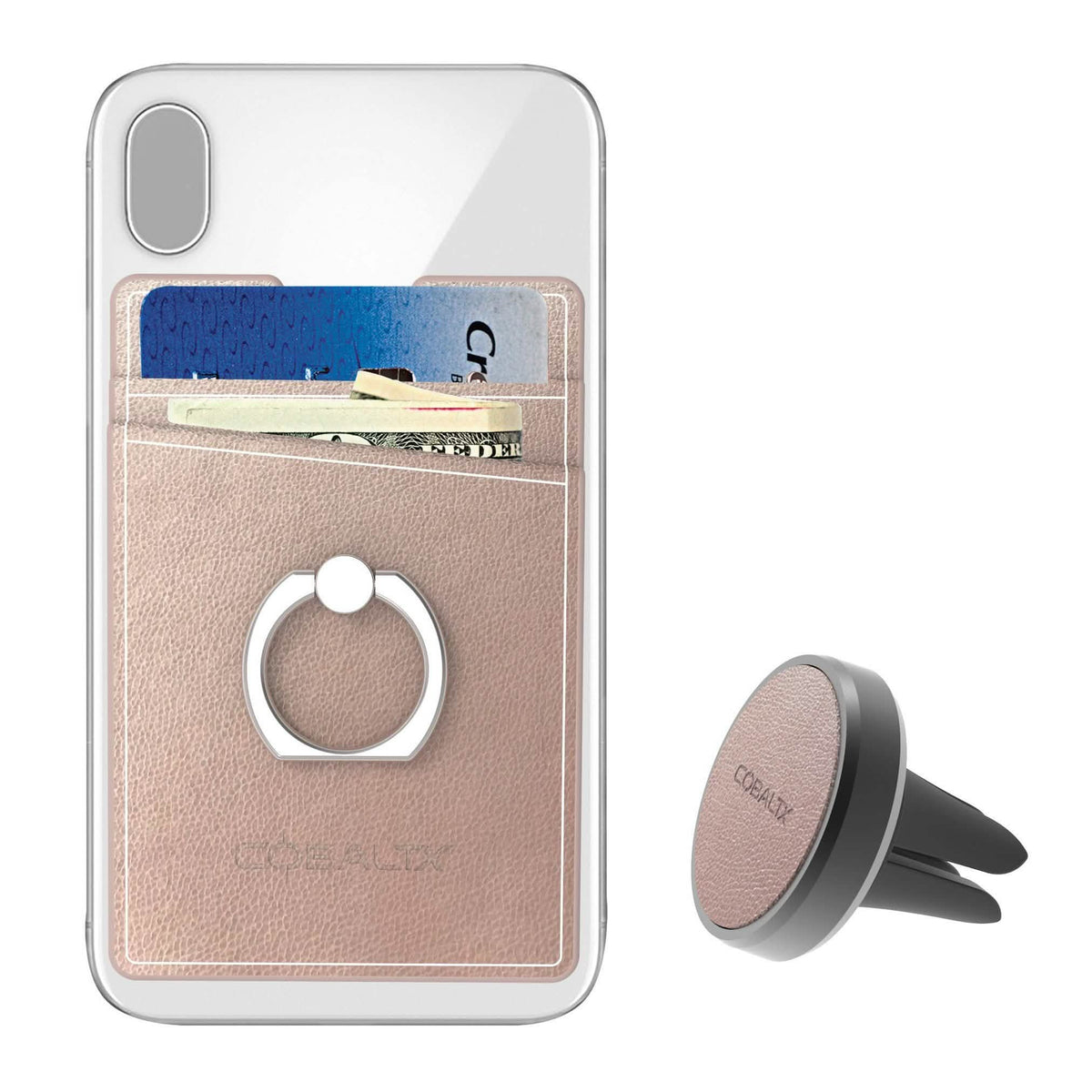All-in-One Ring Grip Wallet and Magnetic Airvent Mount Combo Pack