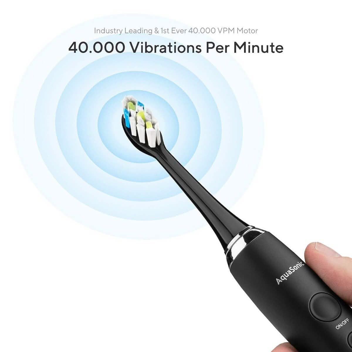 AquaSonic Black Series Pro Ultra Whitening 40,000 VPM Rechargeable Electric Toothbrush