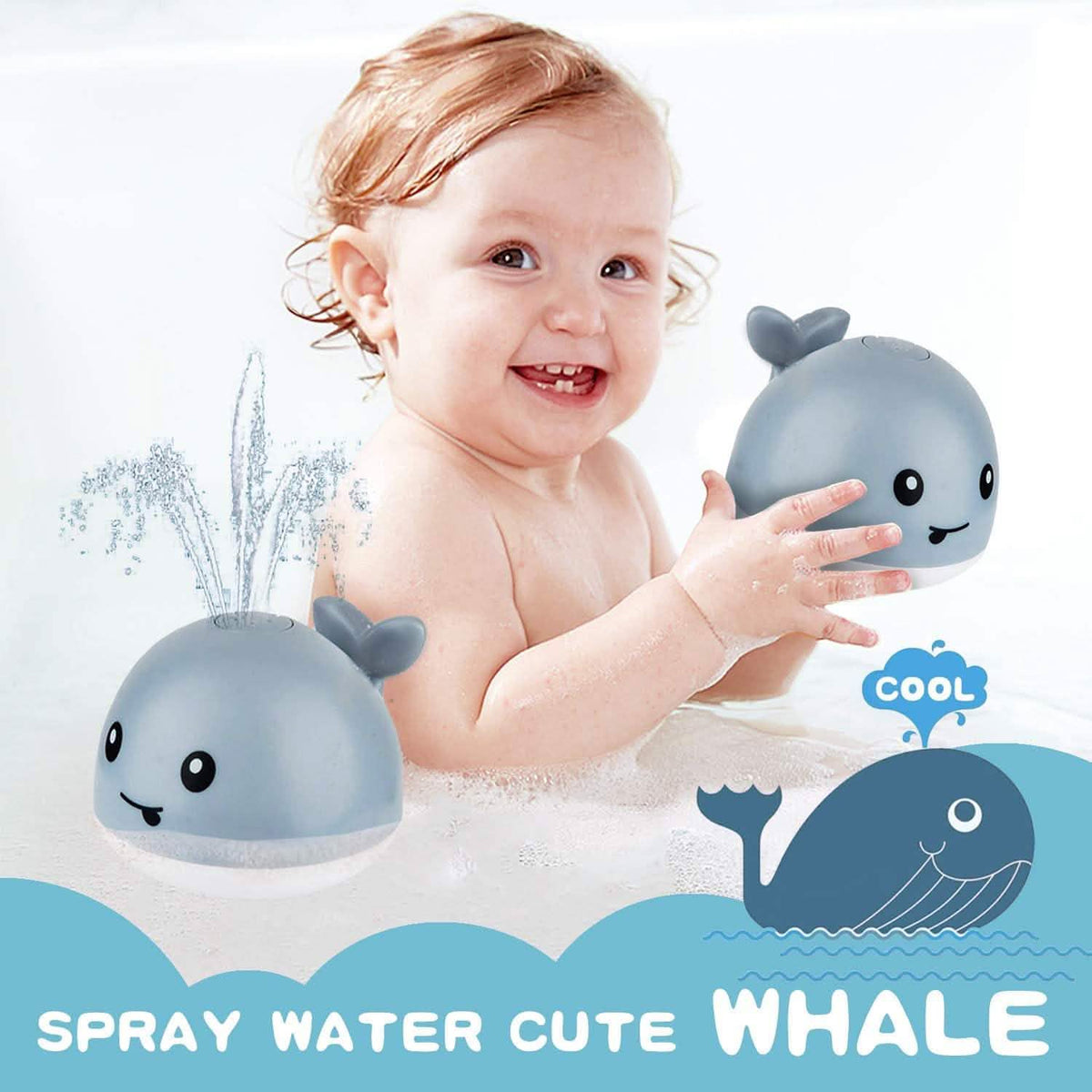 Auto Spray Water Whale Toy With Seven Kinds Of Flashing Light For Toddlers