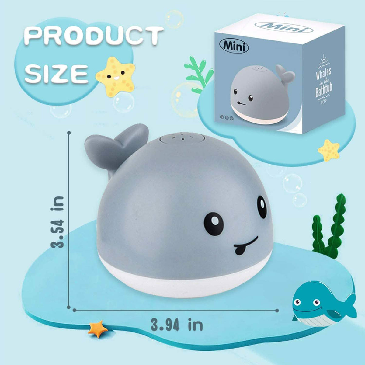 Auto Spray Water Whale Toy With Seven Kinds Of Flashing Light For Toddlers