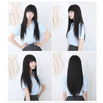 Black Long Straight Full Hair Wig Cosplay