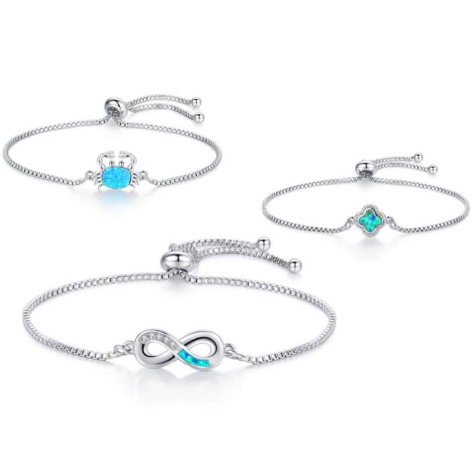 Blue Opal Adjustable Bolo Charm Bracelets