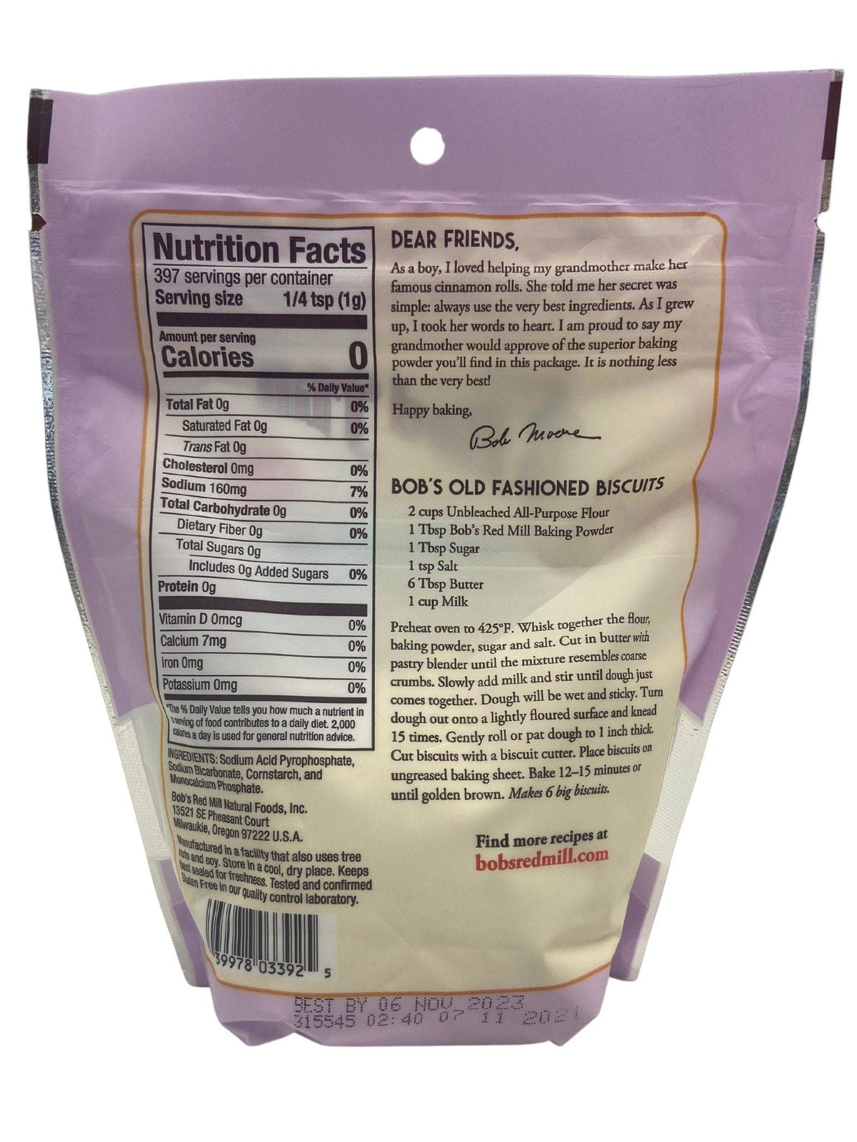 Baking Powder, Gluten-Free, Bob's Red Mill