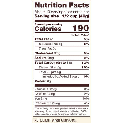 Oats, Regular Rolled, Gluten-Free, Organic, Bob's Red Mill
